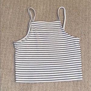 Black and white striped crop